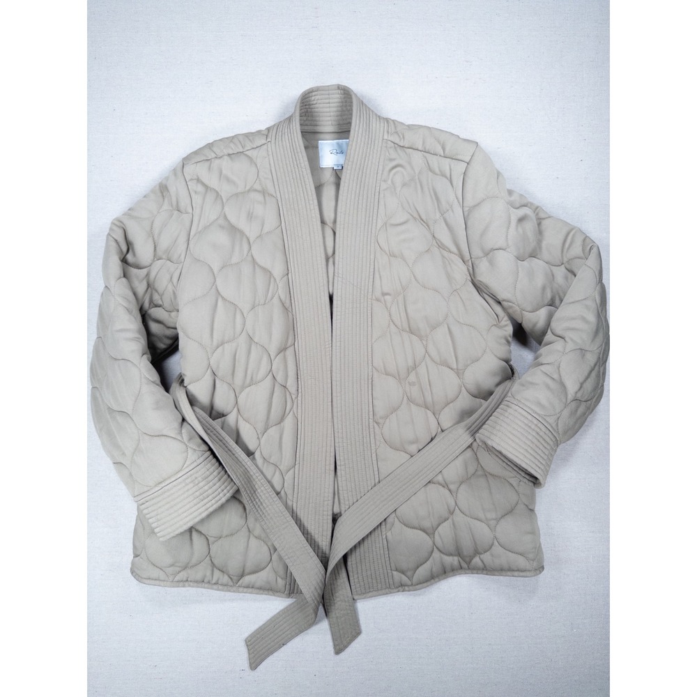 Rails Women Tan Beige Quilted Belted Wrap Jacket Small Onion Quilt Shawl Collar